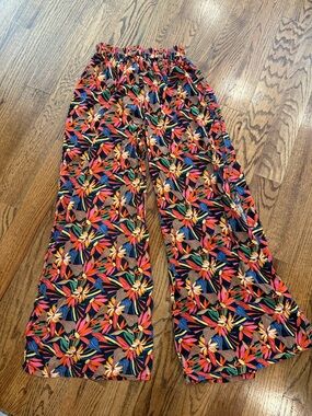 Natural Life Wide Leg Pants Womens M Floral Hippie Boho Festival Pull On